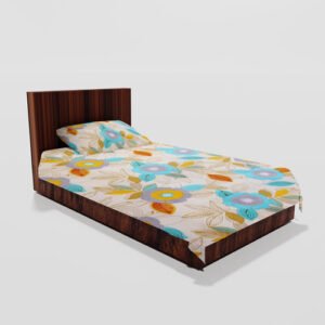 Cotton Single Flat Bed Sheet With 1 Pillow Cover (Cream)