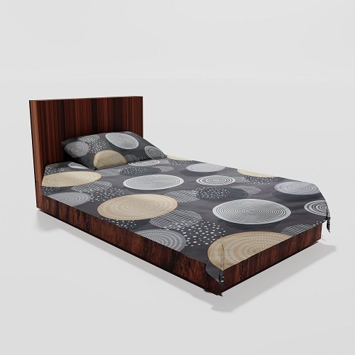 Cotton Single Flat Bed Sheet With 1 Pillow Cover (Grey)