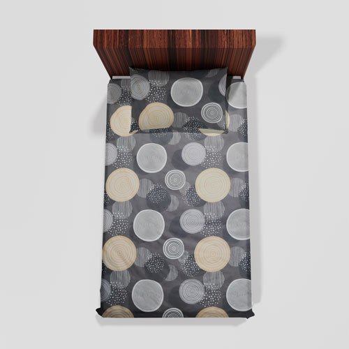 Cotton Single Flat Bed Sheet With 1 Pillow Cover (Grey)
