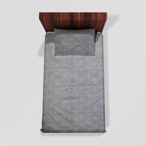 Cotton Single Flat Bed Sheet With 1 Pillow Cover (Grey)