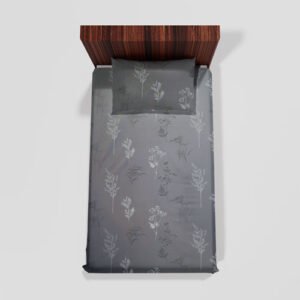 Cotton Single Flat Bed Sheet With 1 Pillow Cover (Grey)