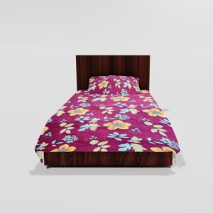 Cotton Single Flat Bed Sheet With 1 Pillow Cover (Magenta)