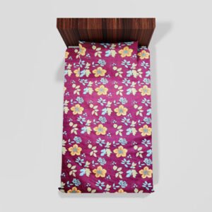 Cotton Single Flat Bed Sheet With 1 Pillow Cover (Magenta)