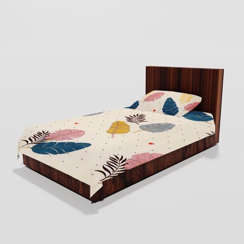 Cotton Single Flat Bed Sheet With 1 Pillow Cover (Multi Leaf)