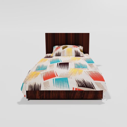 Cotton Single Flat Bed Sheet With 1 Pillow Cover (Multi)