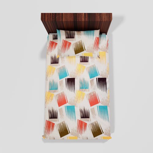 Cotton Single Flat Bed Sheet With 1 Pillow Cover (Multi)