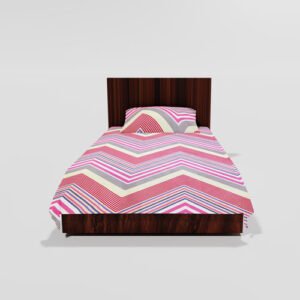 Cotton Single Flat Bed Sheet With 1 Pillow Cover (Pink)