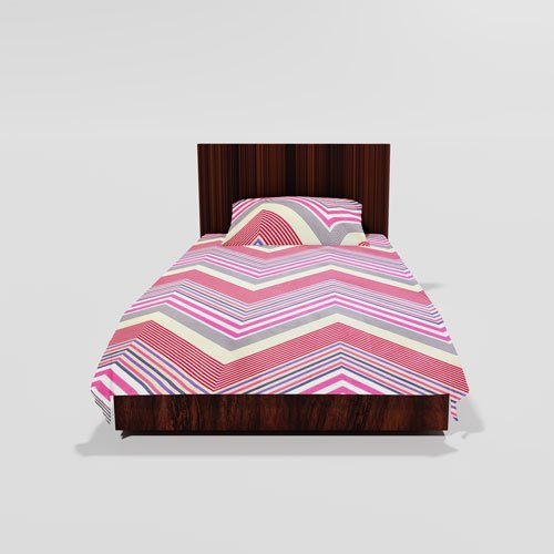 Cotton Single Flat Bed Sheet With 1 Pillow Cover (Pink)