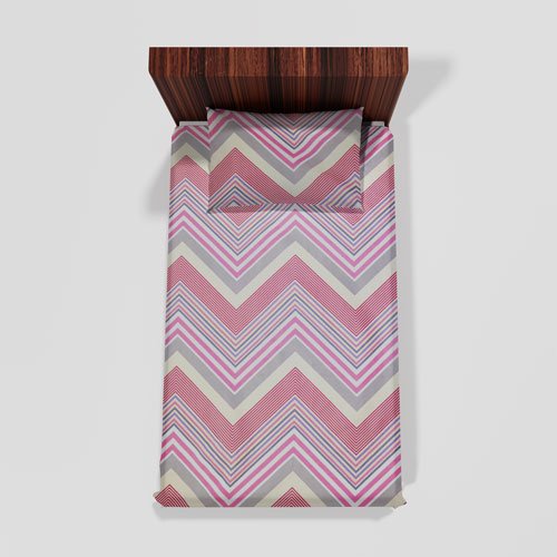 Cotton Single Flat Bed Sheet With 1 Pillow Cover (Pink)