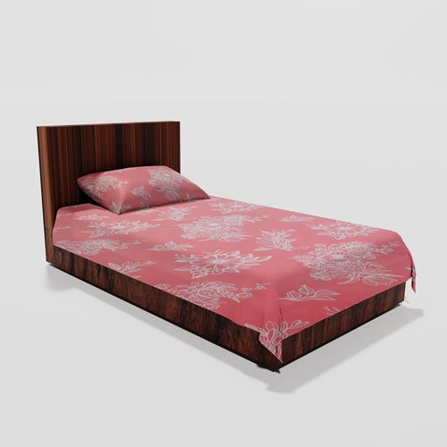 Cotton Single Flat Bed Sheet With 1 Pillow Cover (Salmon)