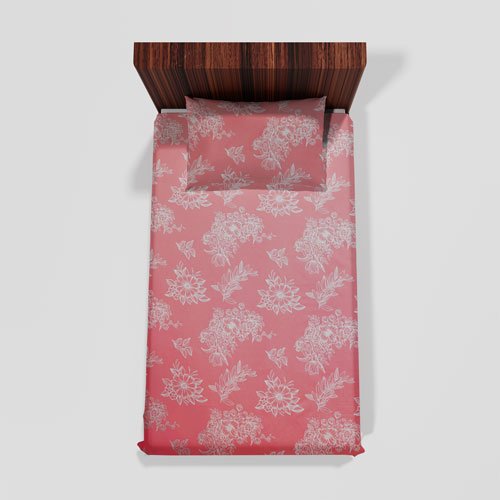 Cotton Single Flat Bed Sheet With 1 Pillow Cover (Salmon)