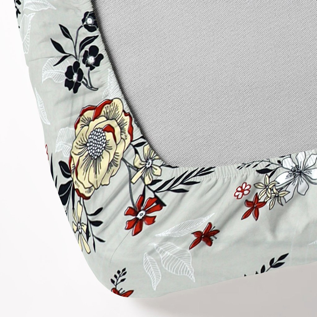 Elastic Fitted King Size Double Bed Sheet With 2 Pillow Covers (Cream)