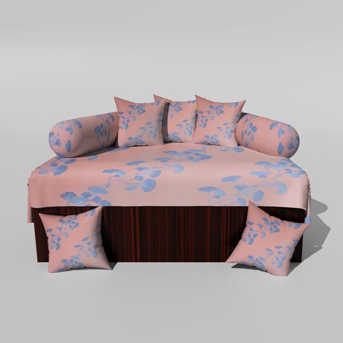 Glace Cotton Printed Diwan (Set of 8 Pieces)1 Single Bedsheet 5 Cushion Covers And 2 Bolster Cover 4