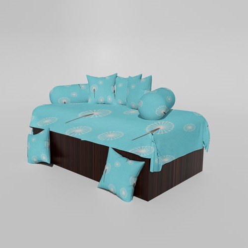 Glace Cotton Printed Diwan (Set of 8 Pieces)1 Single Bedsheet 5 Cushion Covers And 2 Bolster Covers 10