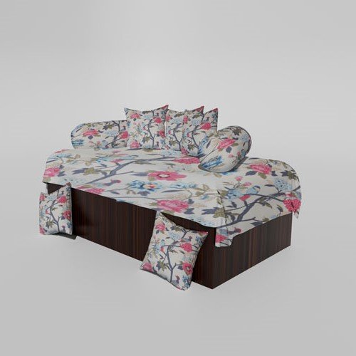 Glace Cotton Printed Diwan (Set of 8 Pieces)1 Single Bedsheet 5 Cushion Covers And 2 Bolster Covers 8