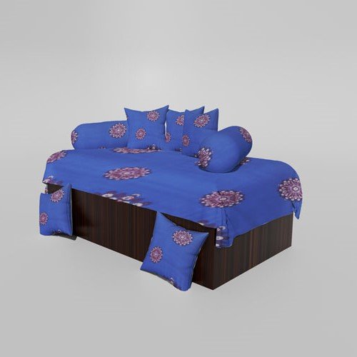 Glace Cotton Printed Diwan (Set of 8 Pieces)1 Single Bedsheet 5 Cushion Covers And 2 Bolster Covers