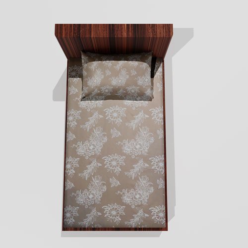 Single Glace Cotton Elastic Fitted Bed Sheet With One Pillow Cover (Brown)