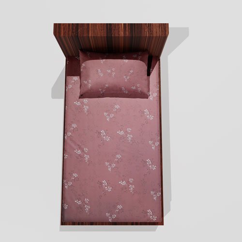 Single Glace Cotton Elastic Fitted Bed Sheet With One Pillow Cover (Coral)