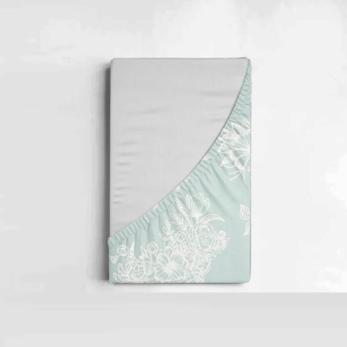 Single Glace Cotton Elastic Fitted Bed Sheet With One Pillow Cover (Cyan)