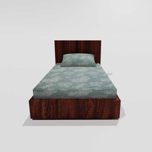 Single Glace Cotton Elastic Fitted Bed Sheet With One Pillow Cover (Cyan)