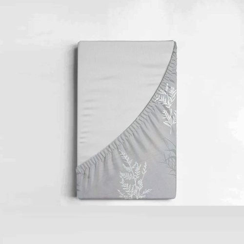 Single Glace Cotton Elastic Fitted Bed Sheet With One Pillow Cover (Grey)