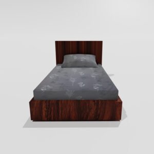 Single Glace Cotton Elastic Fitted Bed Sheet With One Pillow Cover (Grey)