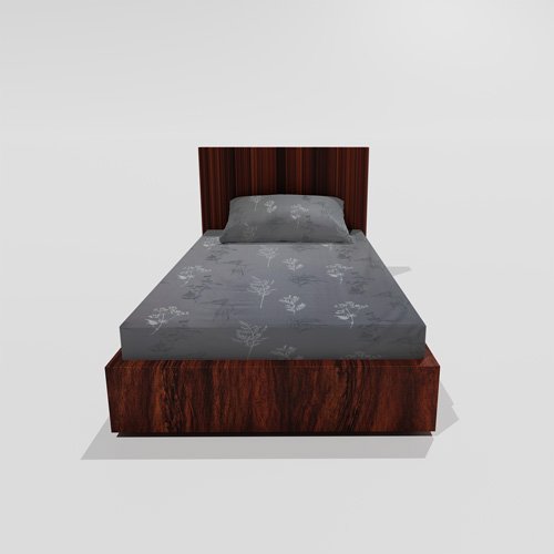 Single Glace Cotton Elastic Fitted Bed Sheet With One Pillow Cover (Grey)