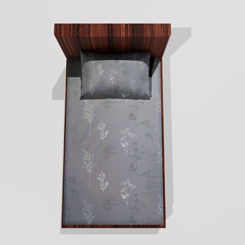 Single Glace Cotton Elastic Fitted Bed Sheet With One Pillow Cover (Grey)