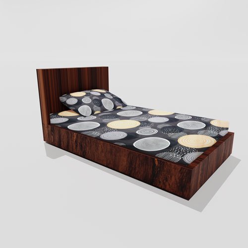 Single Glace Cotton Elastic Fitted Bed Sheet With One Pillow Cover (Grey)