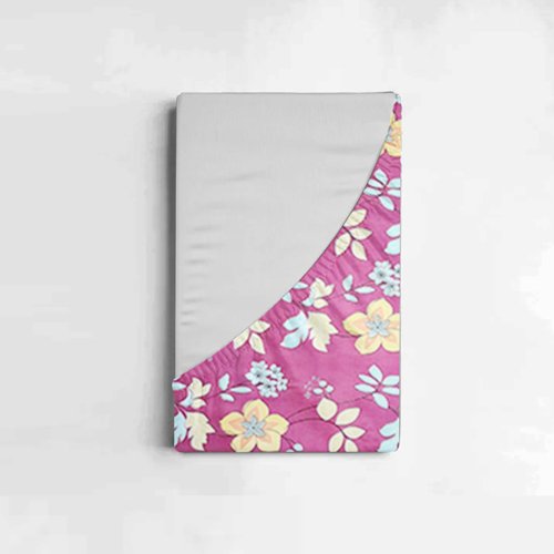 Single Glace Cotton Elastic Fitted Bed Sheet With One Pillow Cover (Magenta)