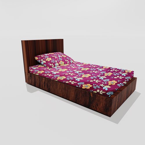 Single Glace Cotton Elastic Fitted Bed Sheet With One Pillow Cover (Magenta)