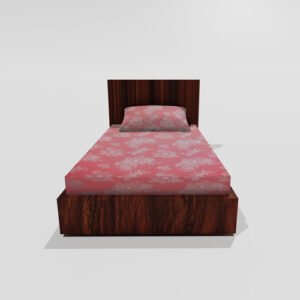 Single Glace Cotton Elastic Fitted Bed Sheet With One Pillow Cover (Salmon)