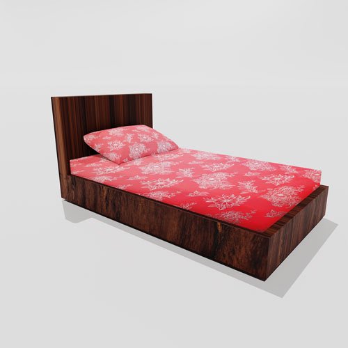 Single Glace Cotton Elastic Fitted Bed Sheet With One Pillow Cover (Salmon)