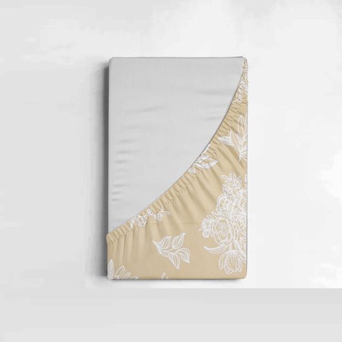 Single Glace Cotton Elastic Fitted Bed Sheet With One Pillow Cover (Yellow)