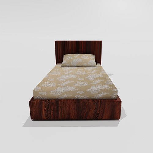 Single Glace Cotton Elastic Fitted Bed Sheet With One Pillow Cover (Yellow)