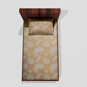 Single Glace Cotton Elastic Fitted Bed Sheet With One Pillow Cover (Yellow)