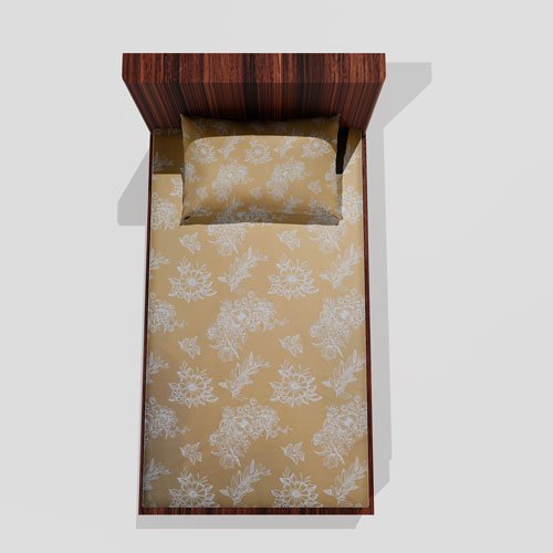 Single Glace Cotton Elastic Fitted Bed Sheet With One Pillow Cover (Yellow)
