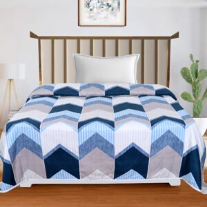 Cotton Dohar Lightweight Reversible For Single Blanket, Duvet (Blue)
