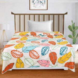 Cotton Dohar Lightweight Reversible For Single Blanket, Duvet (Multi Leaf)