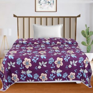 Cotton Dohar Lightweight Reversible For Single Blanket, Duvet (Purple)