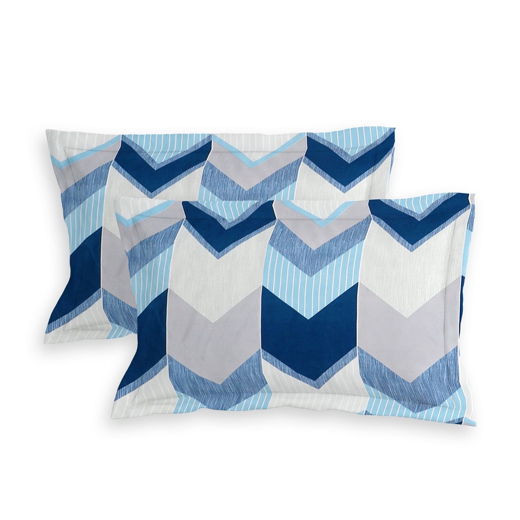 Elastic Fitted King Size Double Bed Sheet With 2 Pillow Covers (Blue)