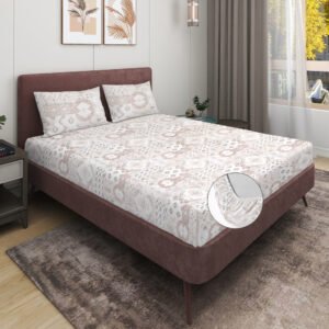 RD TREND 100% Pure Cotton Elastic Fitted Double Bedsheets With 2 Pillow Covers(Lite Rust)