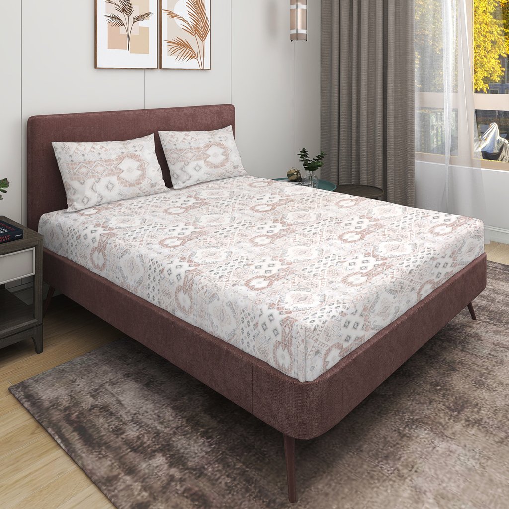 RD TREND 100% King Size Pure Cotton Double Flat Bed Sheet With 2 Pillow Covers (Lite Rust)
