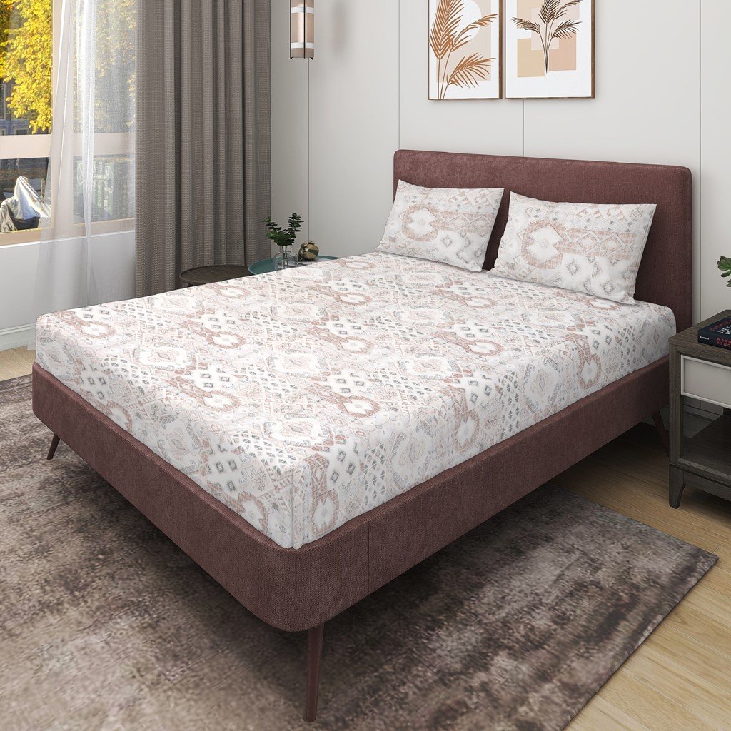 RD TREND 100% King Size Pure Cotton Double Flat Bed Sheet With 2 Pillow Covers (Lite Rust)