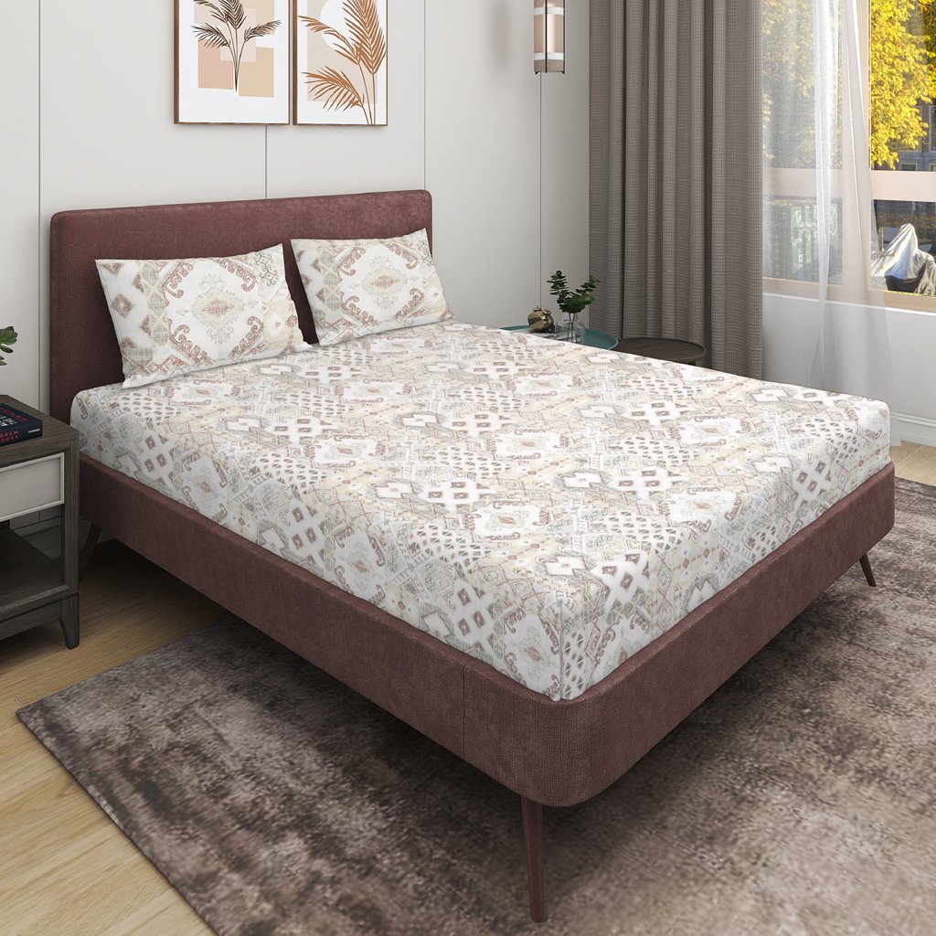 RD TREND 100% King Size Pure Cotton Double Flat Bed Sheet With 2 Pillow Covers (Lite Yellow)