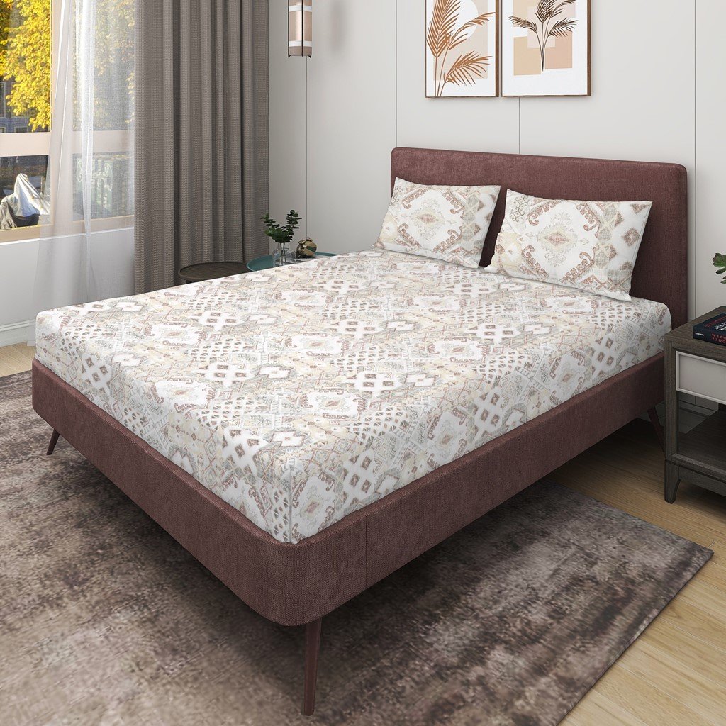 RD TREND 100% King Size Pure Cotton Double Flat Bed Sheet With 2 Pillow Covers (Lite Yellow)