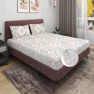 RD TREND 100% Pure Cotton Elastic Fitted Double Bedsheets With 2 Pillow Covers(Lite Yellow)