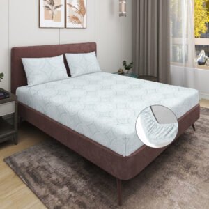 RD TREND 100% Pure Cotton Elastic Fitted Double Bedsheets With 2 Pillow Covers(Steel Grey)