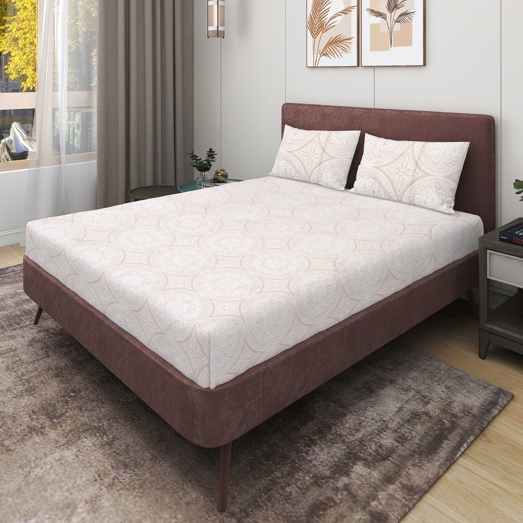 RD TREND 100% King Size Pure Cotton Double Flat Bed Sheet With 2 Pillow Covers (Nude Pink)