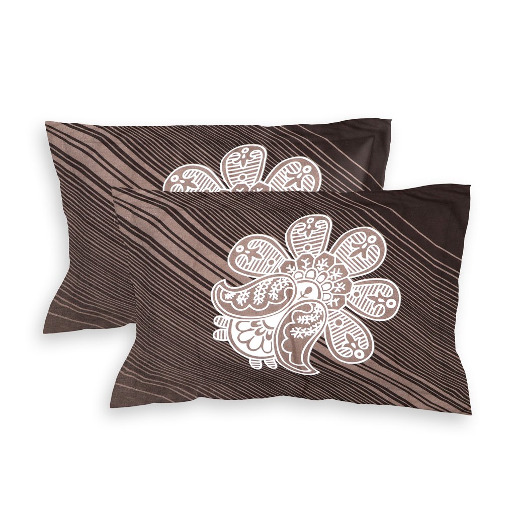 RD TREND 100% King Size Pure Cotton Double Flat Bed Sheet With 2 Pillow Covers (Coffee)